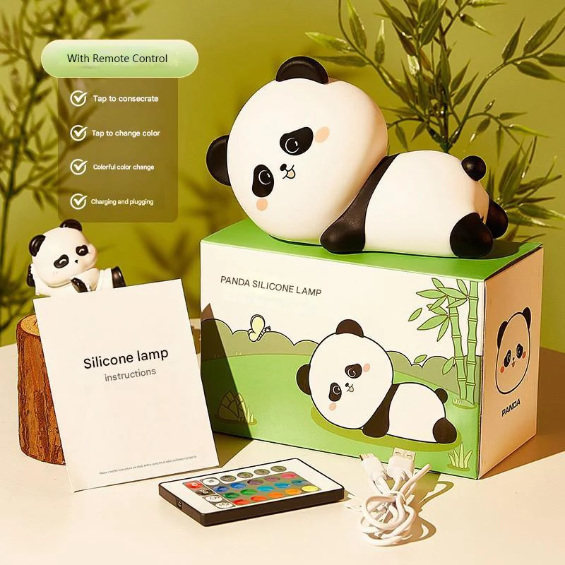 LED Night Light Cute Panda Silicone Lamp 15/30/60 Min Timing Girls Baby Bedroom Nightlight Gift For Breastfeeding Nursery Decor