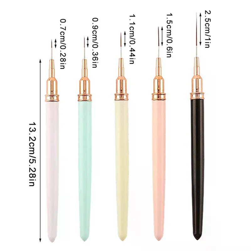 5 stks Nail Art Pen Set Borstels Set Langwerpige Lijnen Striping Tekening UV Gel Schilderen Nail Design Pen Professionele Manicure Tool