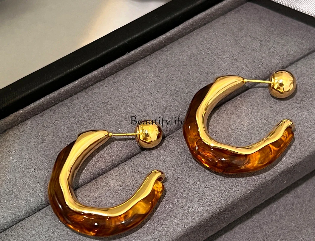 

Maillard-Half Circle Earrings, Niche Design, Ear Ring, Light, Luxury, Autumn and Winter