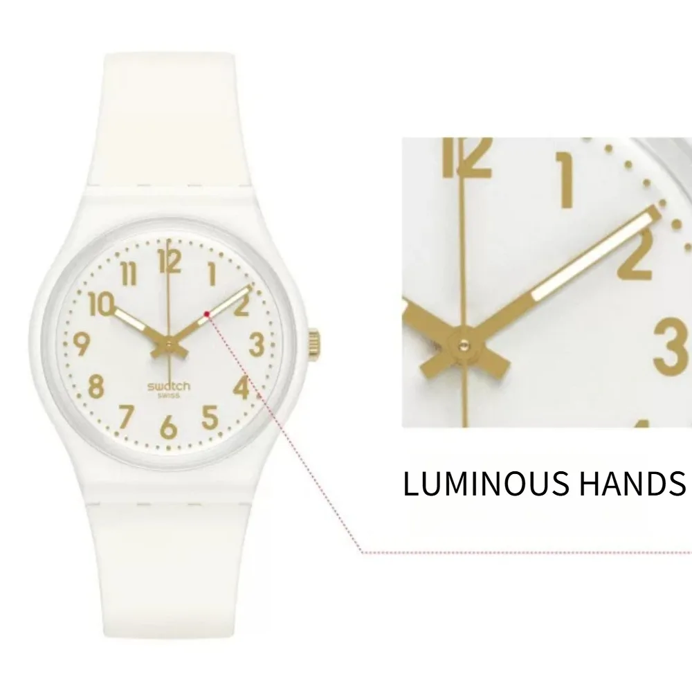 Swatch Swiss Watch Classic Simple White Middle and High School Student Watch Exam Birthday Gift