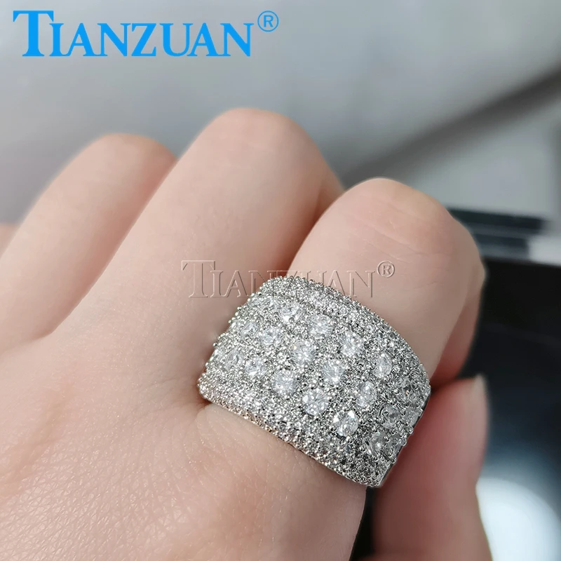 Classic 16.5mm Big Band Ring Moissanite Rings 925 Sterling Silver Customized Men's Ring Women Wedding Engagement Fashion Jewelry