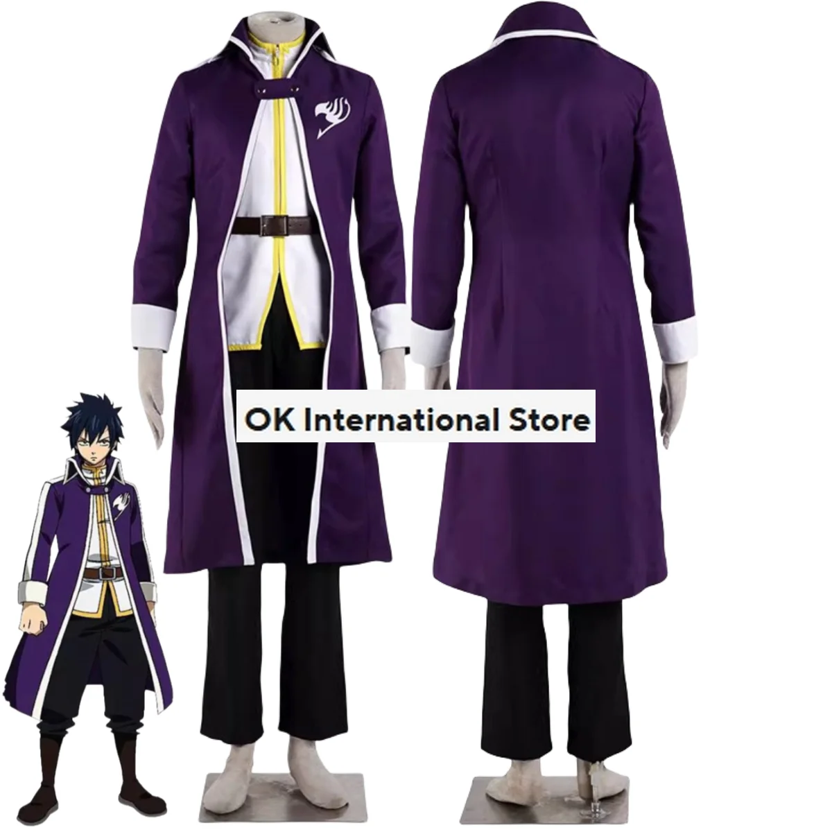 

Anime Fairy Tail Gray Fullbuster Cosplay Costume Slayers Long Sleeved Trench Coat Uniform Adult Man Halloween Carnival Suit