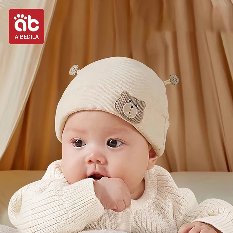 AIBEDILA 0-12Months Newborn Baby Hat Thickening Knitted Cotton Fetal Cap Soft Comfortable Nursery Beanie Hat Infant Accessories