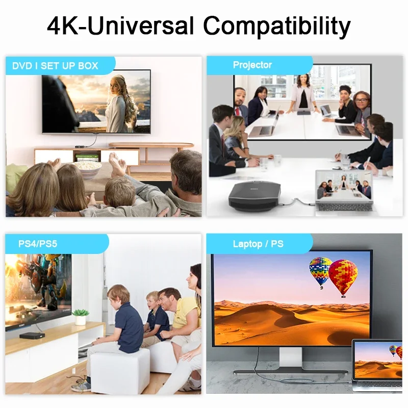 HDMI Compatible Cable 4K 60Hz DisplayPort To HD Adapter Display Port Video Audio for PC HDTV Projector Laptop