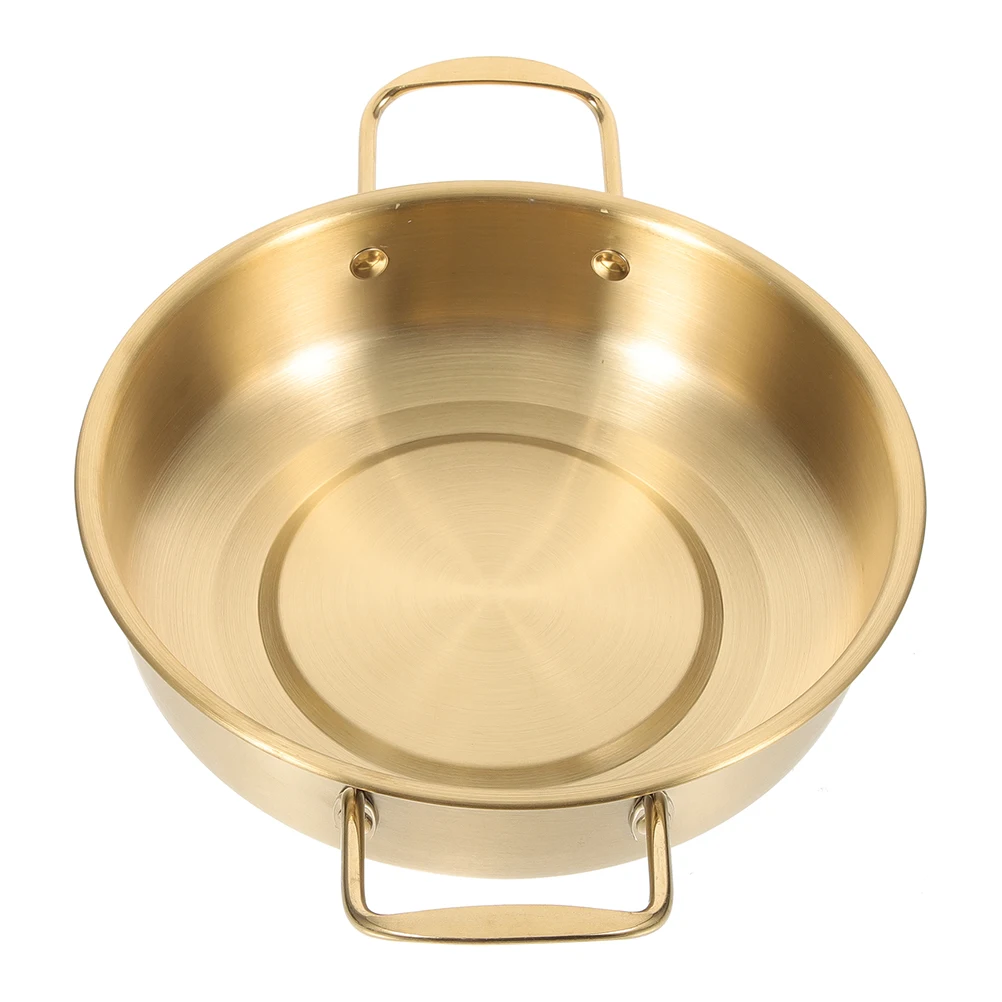 

Stainless Steel Anti spill Pot 22cm Golden Korean Ramen Cooking Wok Portable Pots for Kitchen Gatherings