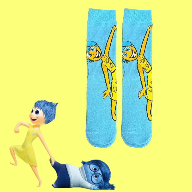 1/5 paia di calzini al ginocchio carini con personaggi dei cartoni animati Disney's Inside Out unisex