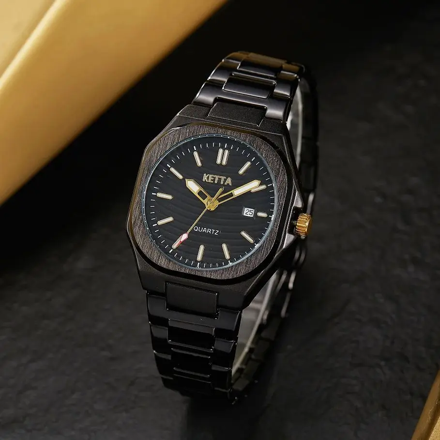 

Модные повседневные мужские часы, деловая элегантность, роскошный календарь, светящийся ремешок из нержавеющей стали, мужские кварцевые часы, мужские социальные часы