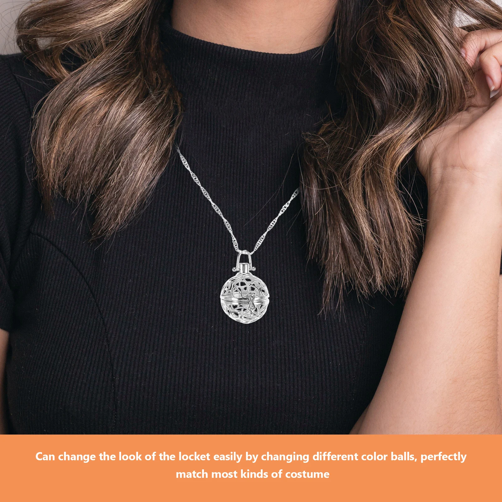 

5Pcs Aromatherapy Pendant Pregnant Woman Necklace Essential Oil Locket Fashionable Flower Hollow Diffuser Changeable Balls Gifts