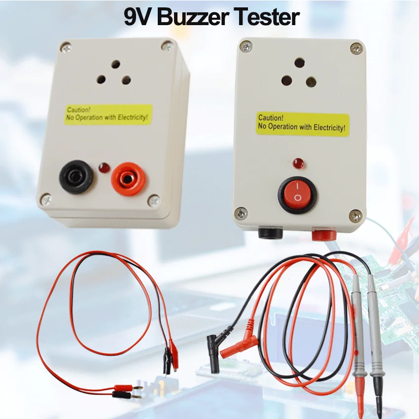 9V Buzzer Tester Electric Wire Tester PCB Cable Switch Products Tester On-Off Tester with Crocodie Clip Wire Pen Cable Test Tool