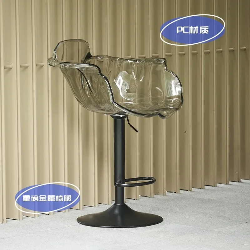 Nordic Light Luxus anhebbarer Esszimmerstuhl Designer kleine Wohnung zurück Café Insel transparenter Acrylstuhl