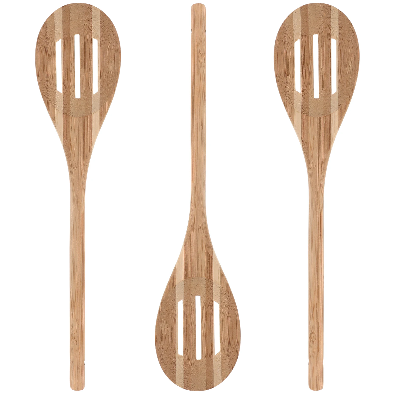 

3Pcs Bamboo Slotted Spoons Set Round Handle Nonstick Cooking Utensils Kitchen Serving Mixing Stirring Tools Bamboo Kitchen Tools