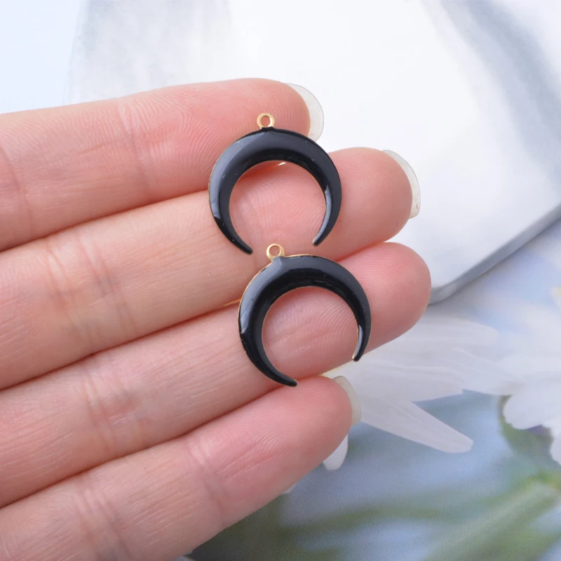 20 Stück Emaille-Mondanhänger aus Kupfer mit Öltropfen-Effekt, DIY-Schmuckzubehör für Ohrringe und Halsketten – Detail 10