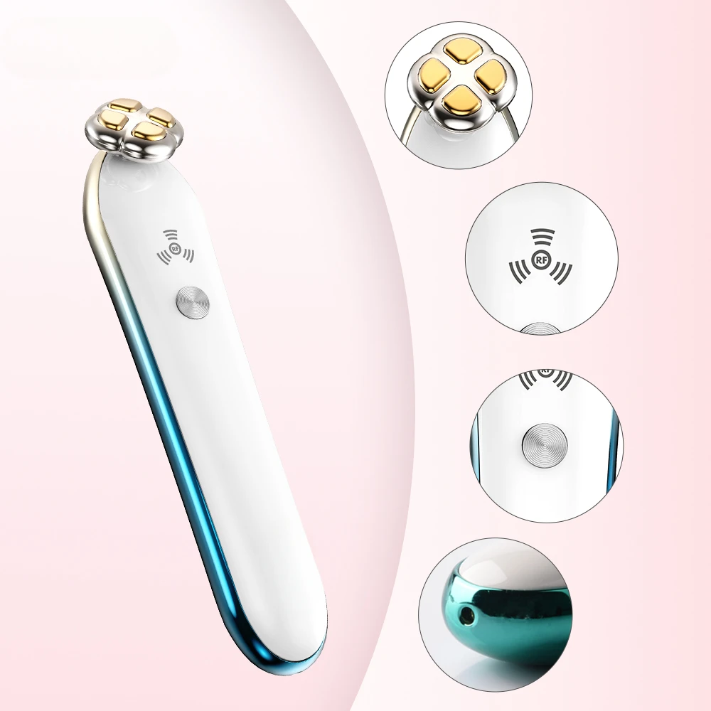 Mini Vibrator Radiofrequency Eye Wrinkle Removal Beauty Device Electric Rf Eye Massager Pen with Heat