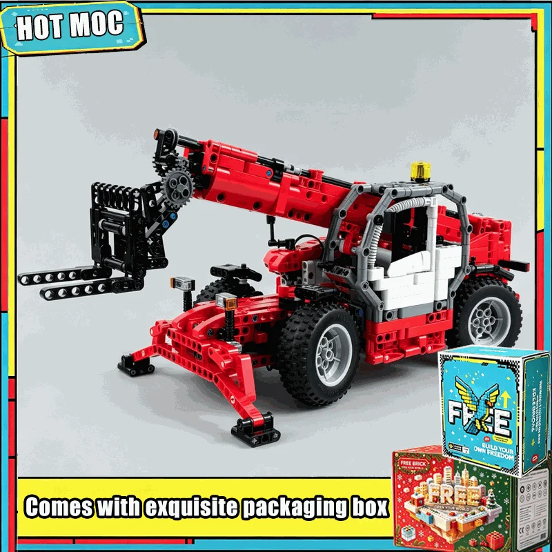 1467PCS MOC Motorized Telescopic Forklift Loader Vehicle Model Building Blocks DIY Assembly Creative Educational Christmas Gift