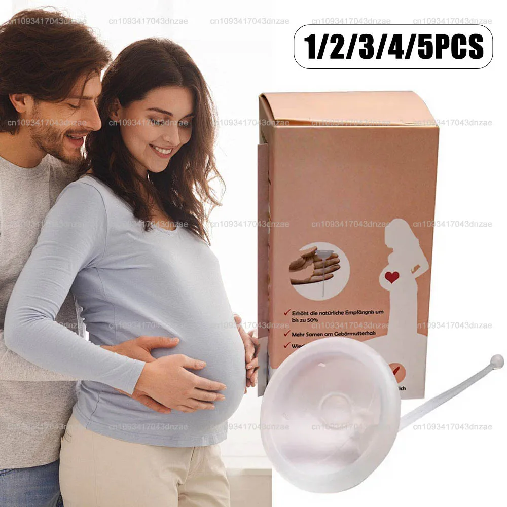 1/2/3/4/5Pcs Transparent Silicone Fertility Conception Aid Cup Reusable Natural for Fertility Support Keep Sperm Close to Cervix