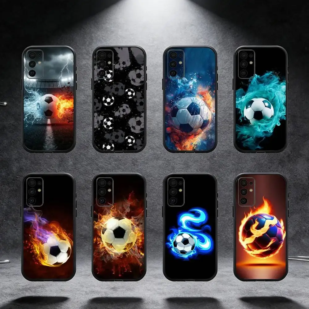 

Fire Football Soccer Ball Phone Case For Samsung S25,S24,S21,S22,S23,S30,Ultra,S20,Plus,Fe,Note,5G Black Cover