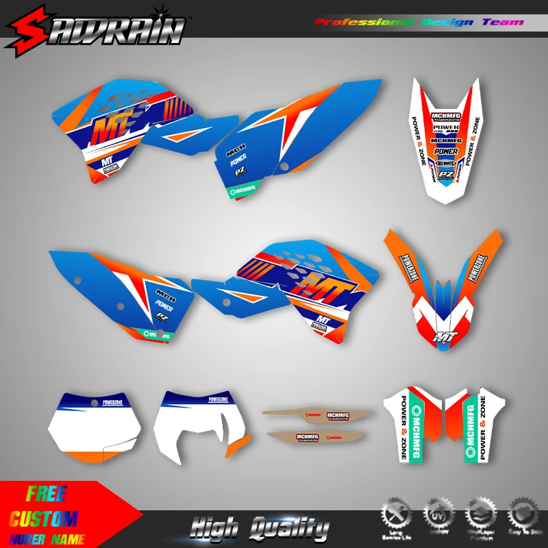 Sawrain For KTM 07-10 SXF 08-11 EXC Motorcycle Sticker Custom Team Graphics Decals Kit