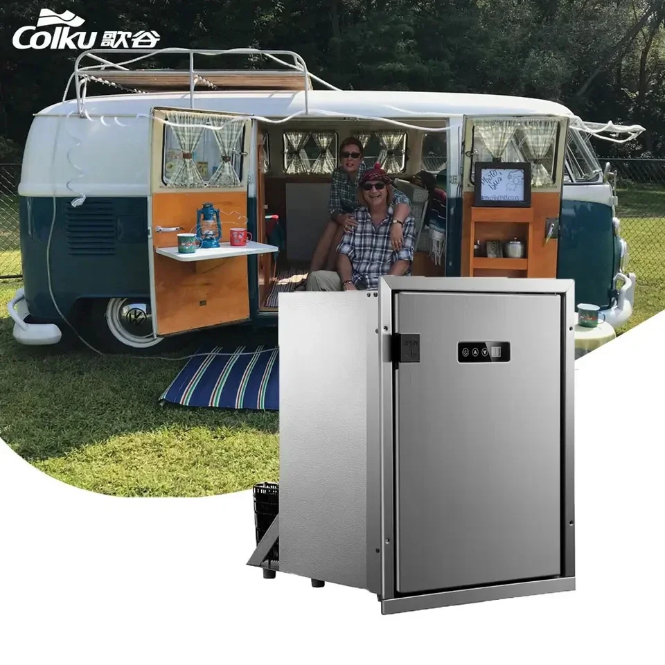 

12V Dual Zone Built-in Yacht Refrigerator 40L Stainless Steel Truck Boat Fridge Freezer