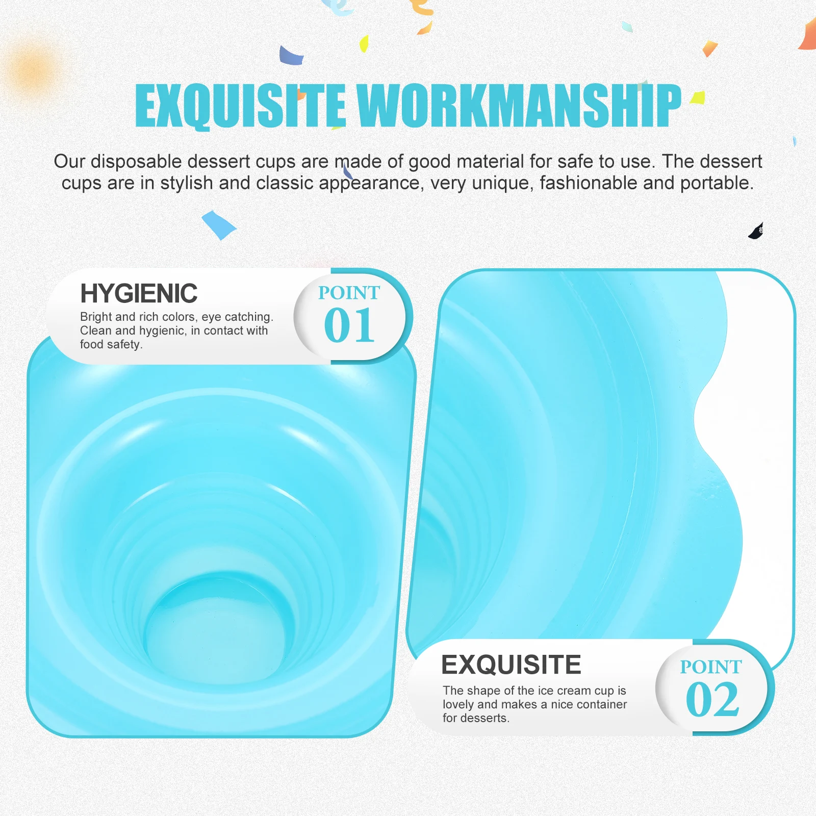 

50pcs 4oz Cups Disposable Blue Ice Cream Bowls Pudding Packaging Dessert Holders Smoothie Containers Kitchen Bar