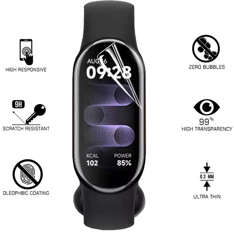 1-3PCS Pellicola Idrogel Per Xiaomi Mi Band 10 9 8 7 Pellicola Protettiva Morbida Smartwatch Protezione Dello Schermo Per Xiaomi Mi Band 10 HD Film