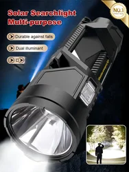 Extra Large Flashlight 22/27/38.5cm Outdoor Solar Flashlight Rechargeable Searchlight Long Range Carry Super Bright  Flashlight