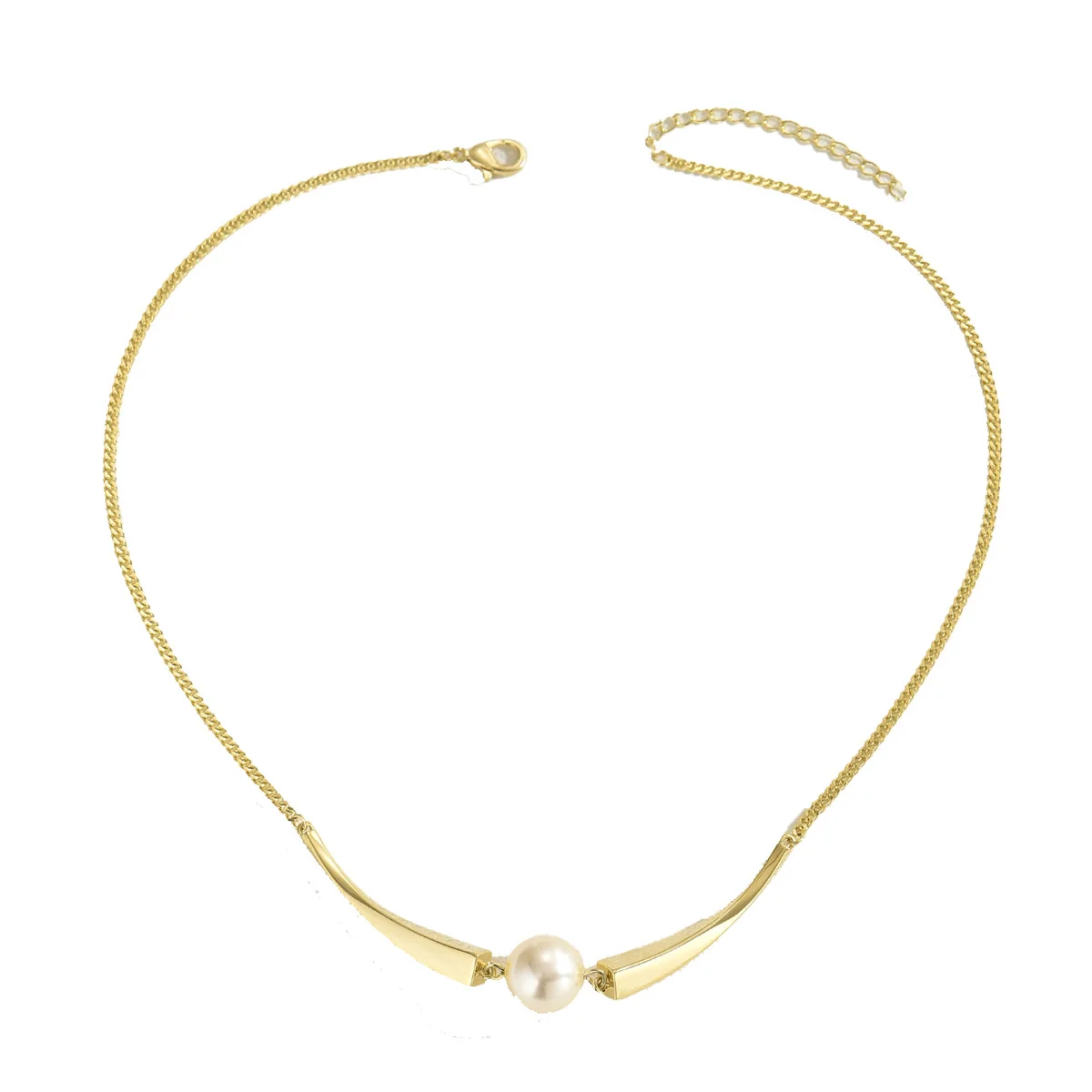 

Minimalist Pearl Copper Necklace | Light luxury Geometric Design, Daily Commuting Temperament, Neck Accessory