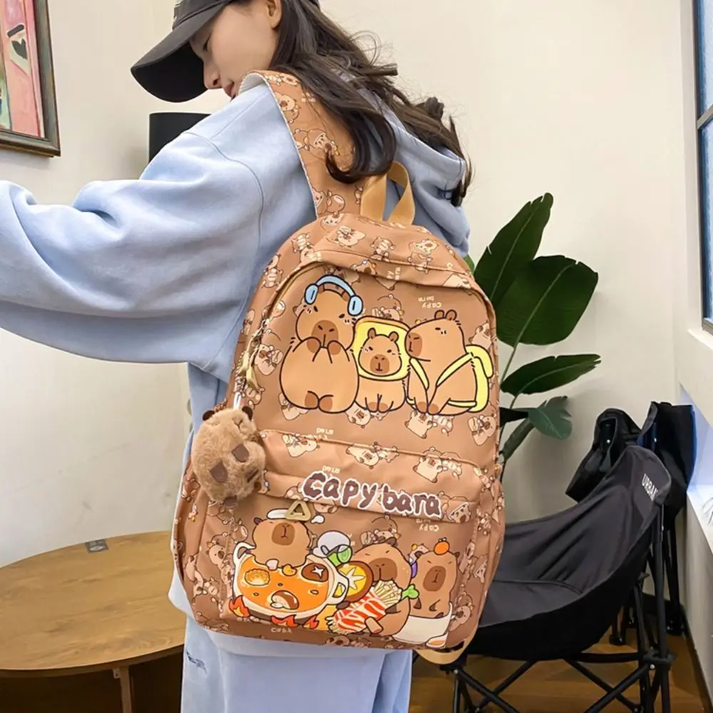 Cute Large Capacity Capybara Backpack Breathable Cartoon Student Schoolbag Ultra-light Nylon Book Bag