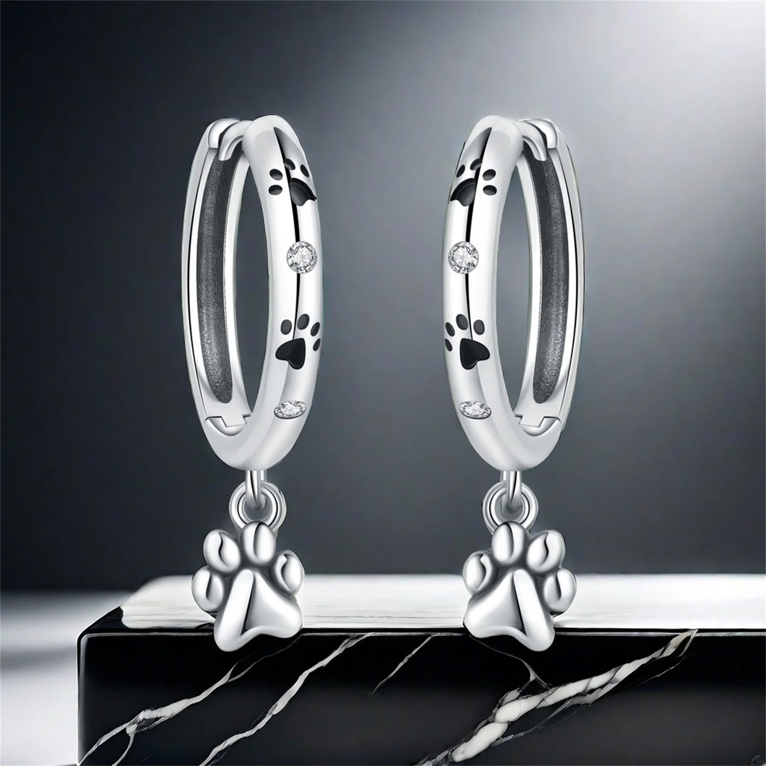 HEISSER VERKAUF 925 Sterling Silber Haustierpfoten-Quastenohrringe Niedliches Katzen- und Hundedesign für Damen Mädchen Mode Party Schmuck Geschenk 2026 – Detail 1