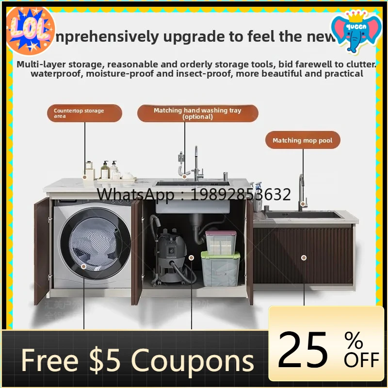 

AB courtyard all-aluminum sink washing machine dryer with mop pool rock slab balcony outdoor washbasin locker