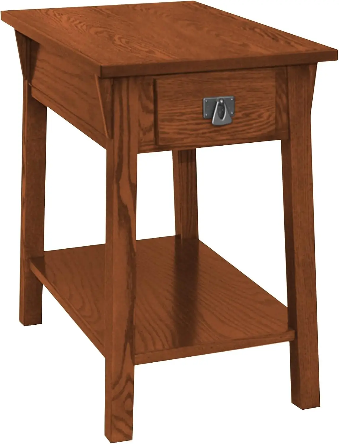 Mission End Table, Solid Wood, 1 Storage Drawer, Bottom Display Shelf, Narrow, Easy-Assembly, For Living Room/Bedroom, Russet, 2
