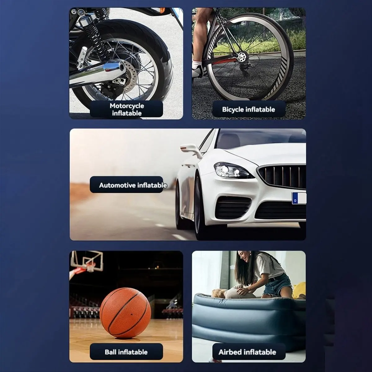 ABJV دراجة كهربائية صغيرة مضخة هواء 150PSI ضاغط هواء قوي عرض الضغط دراجة نارية منفاخ لإطارات السيارة أسود أخضر