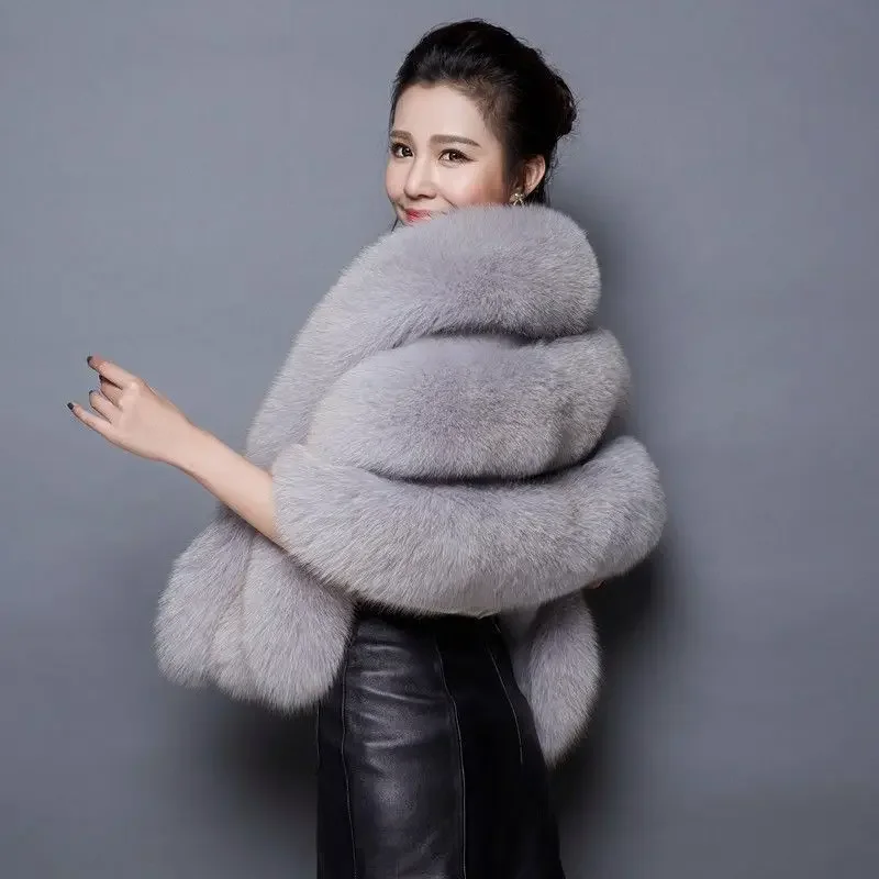 Plush Women Shawl Wrap Elegant Evening Party Props Bride Shawl Cape Wedding Jacket Fuzzy Ladies Shawl Cape Bridal Cpeas Q435