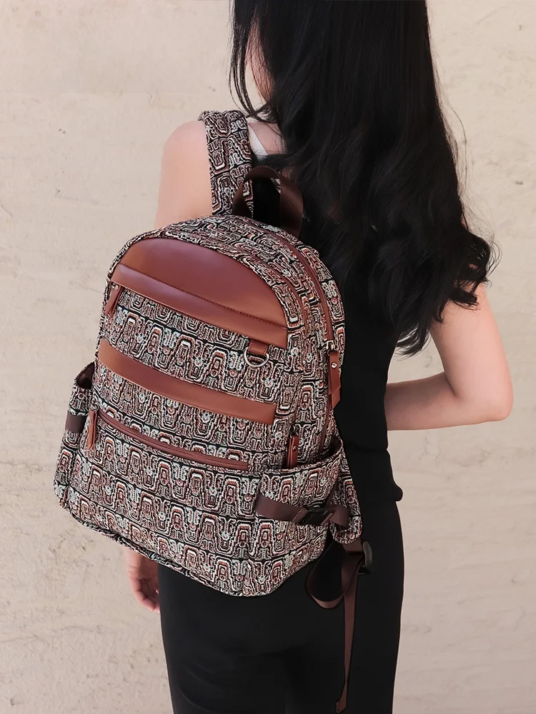 Creative Fashionable Lightweight Large Capacity Museum Embroidery Backpack Graduation Gift Ideal Festival Cultural Gift