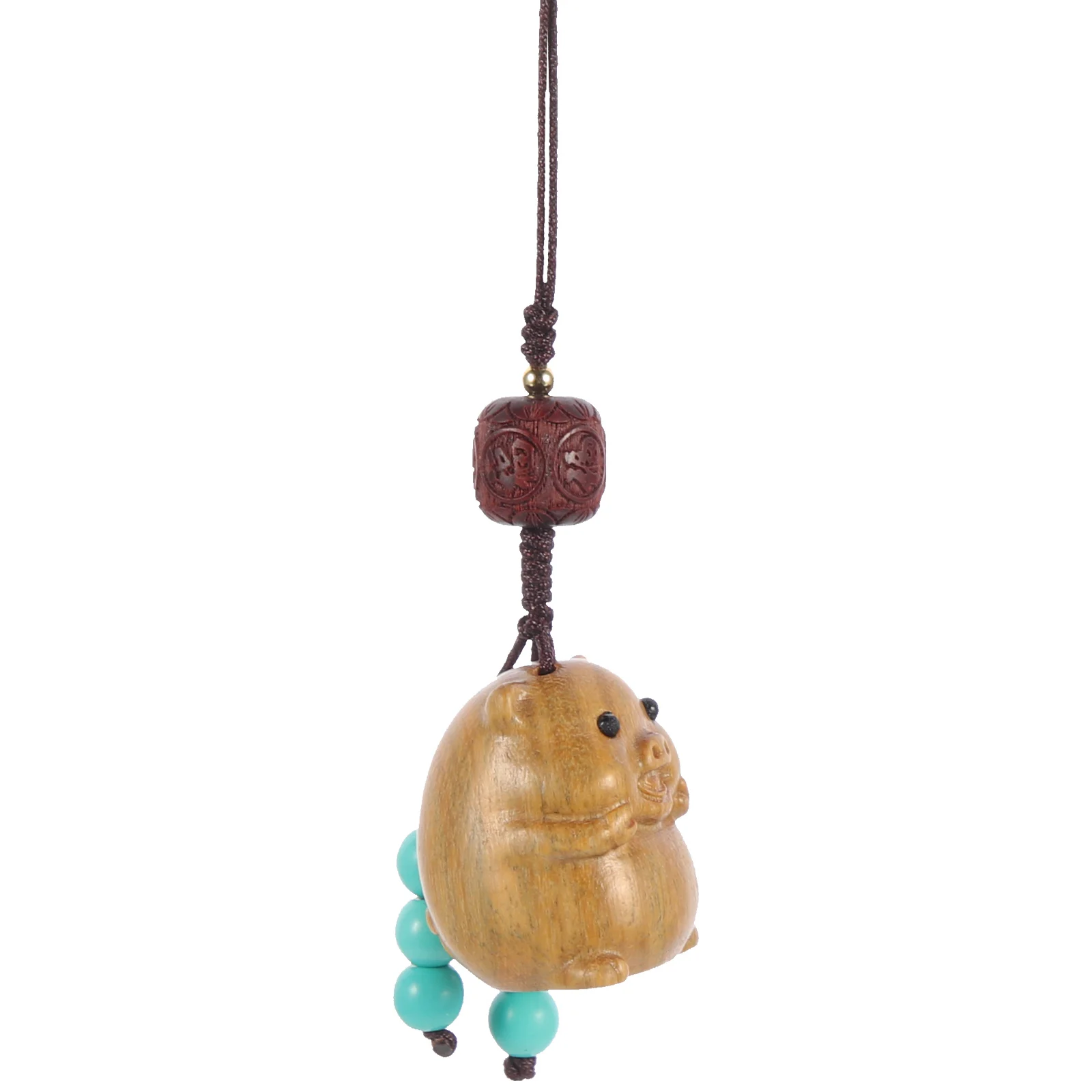 

Retro Wood Pig Keychain Pendant Wear-Resistant Lightweight Bag Accessory Portable Classical Key Chain Ornament Hanging