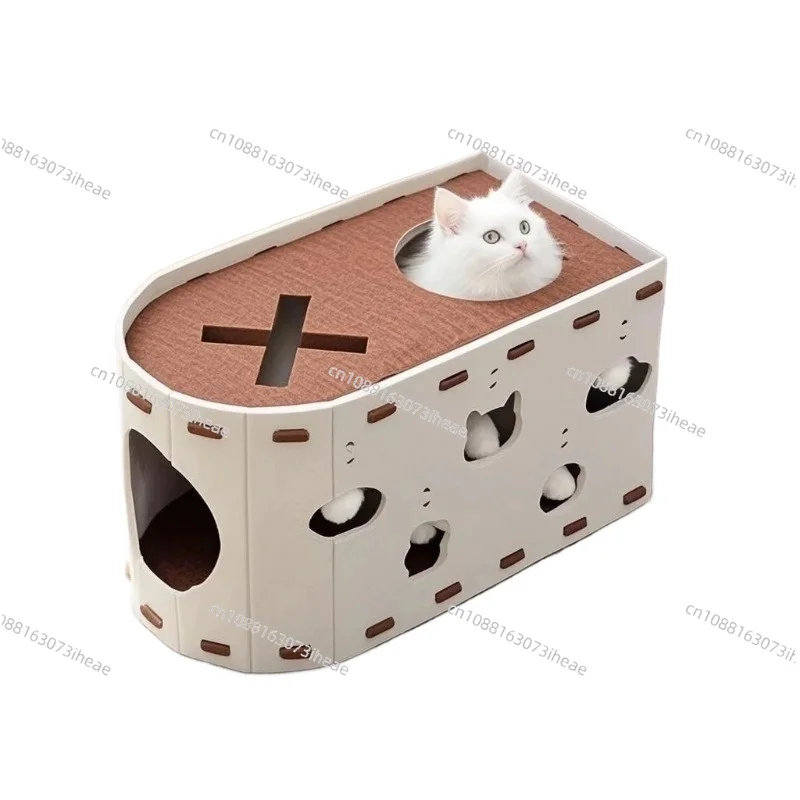 lit-et-grattoir-pour-chat-en-feutre-design-double-couche-2-en-1-avec-caracteristiques-de-jouets-pour-chatons