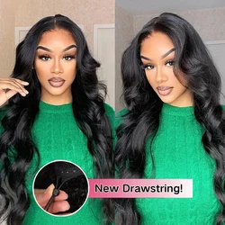 Geeta Upgrade Drawstring Glueless Wigs Human Hair 7x5 Body Wave Ready To Wear Brazilian Lace Front Closure Wigs For Black Women