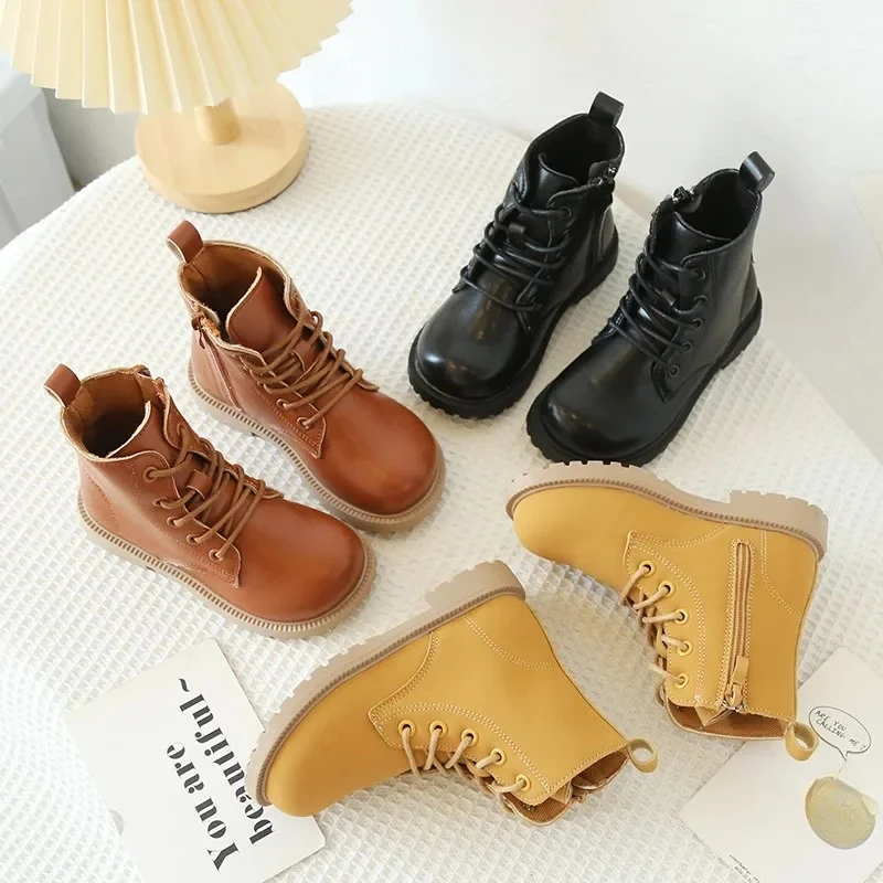 

Trendy PU Leather Boys Boots, Black/Brown Colors, Kids' Autumn Winter Casual Shoes