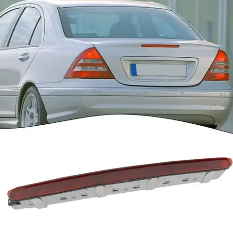 메르세데스 W203 C 클래스 2000-2007 A2038200156 용 레드 렌즈 LED 트렁크 부트, 세 번째 브레이크 스톱 라이트, 자동차 액세서리 도구, 1 개 품질