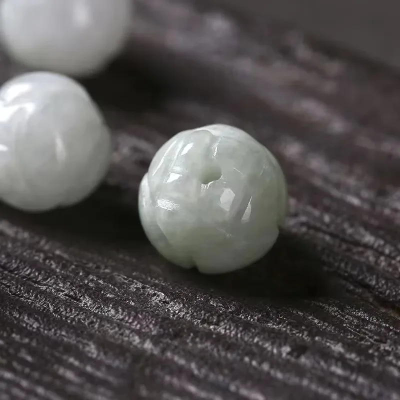 4A Natural Jade Jadeite Lotus Crystal Single Bead DIY Jewelry