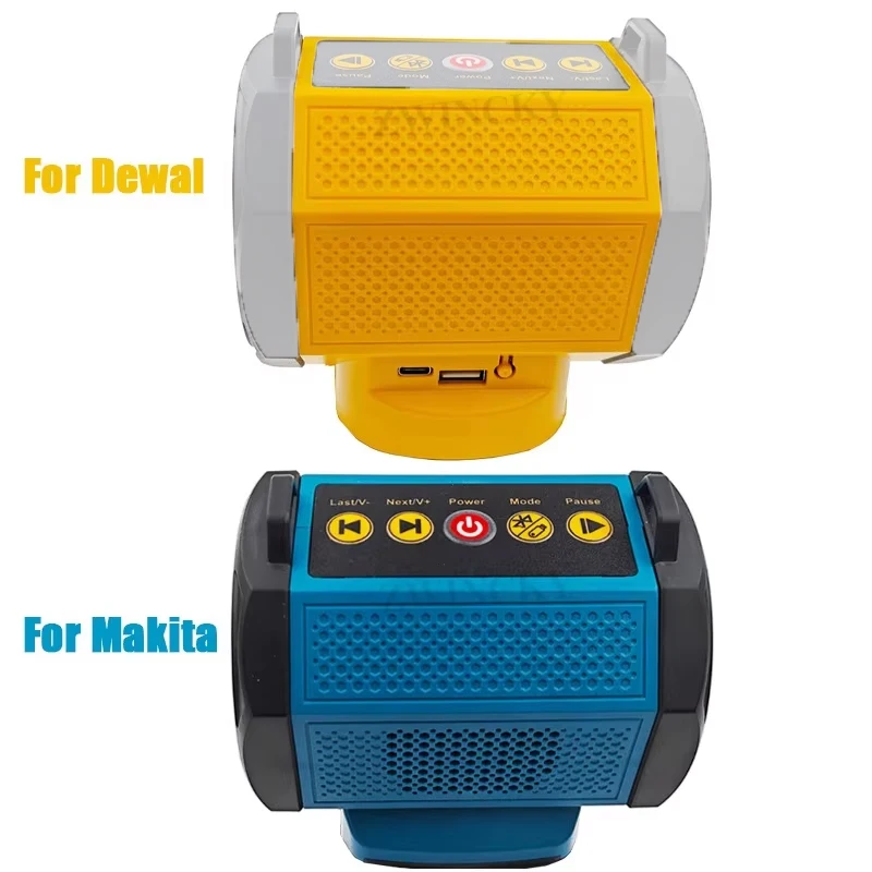 Bluetooth Speaker For Makita/Dewaltt，18V 20V Battery With USB Type-C Port Charge Player Loudspeaker Amplifier Small Speaker
