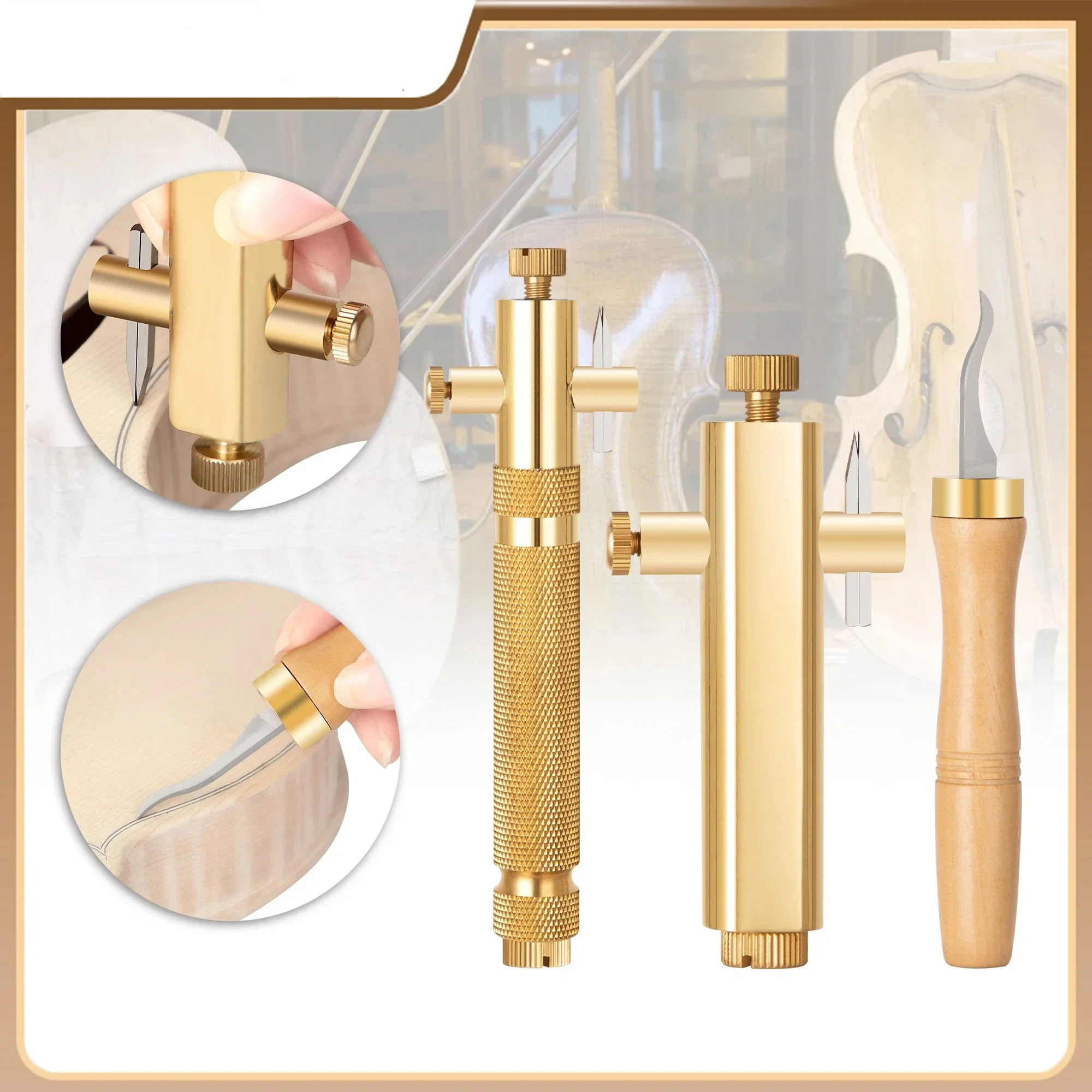 Violin Cello Viola Making Tool Brass Purfling Inlay Inlaid Groove Carver with Blade Fiddler Clean Up Groove Knife Cutter Luthier