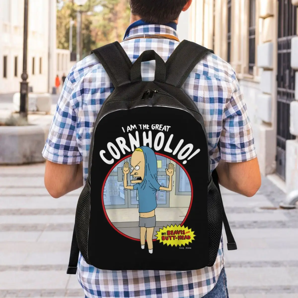 MTV Beavis und Butthead Rucksäcke für Mädchen Jungen die große Corn holio Grafik College School Reisetaschen Bücher tasche 15 Zoll Laptop