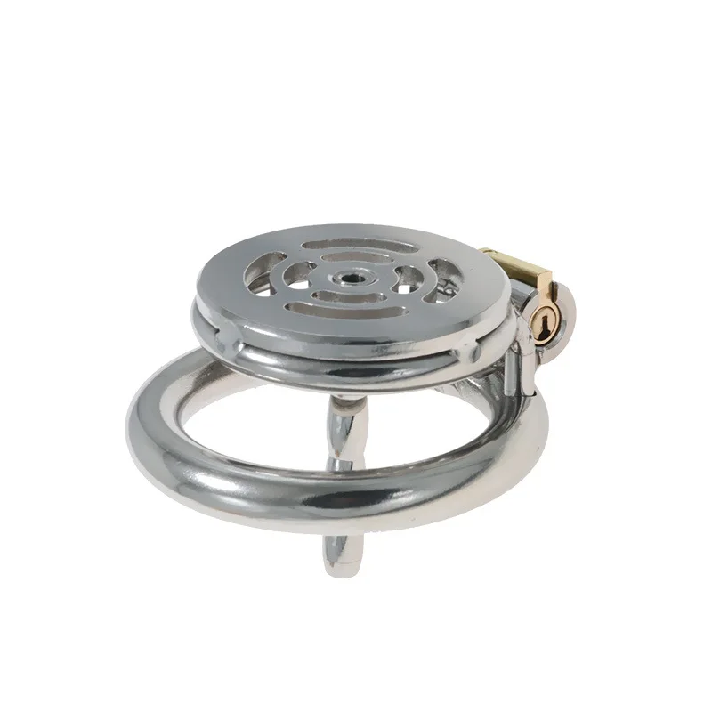 ผู้ชายใหม่ Hollowed Out แบน Chastity Cage อวัยวะเพศชาย Restraints ควบคุม Chastity ล็อคผู้ชายเข็มขัดแหวน Cock ผู้ใหญ่คู่