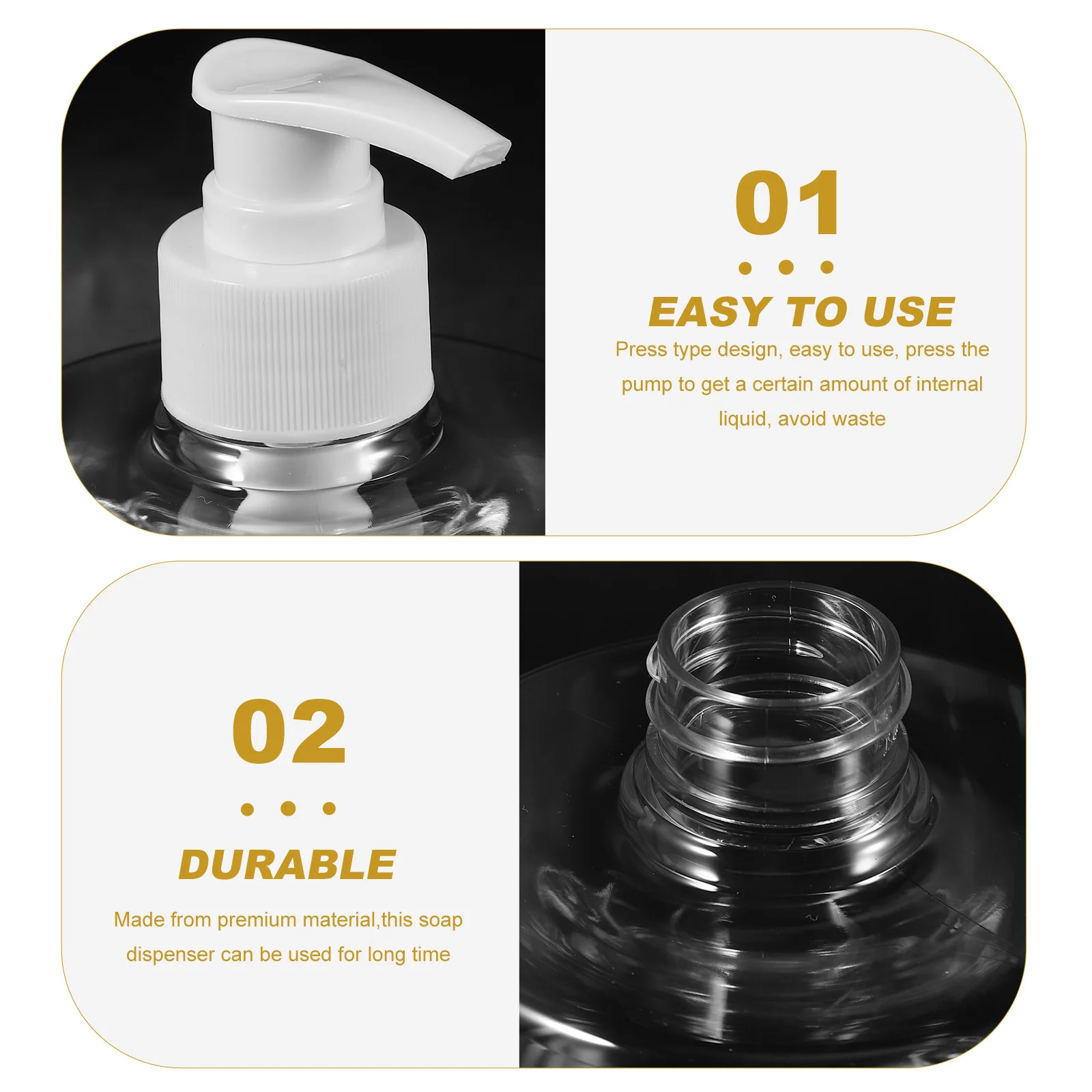 

4pcs Refillable Soap Dispensers Plastic Pump Bottles 500Ml Clear Liquid Hand Soap Dispenser Shampoo Bottle For Bathroom Kitchen