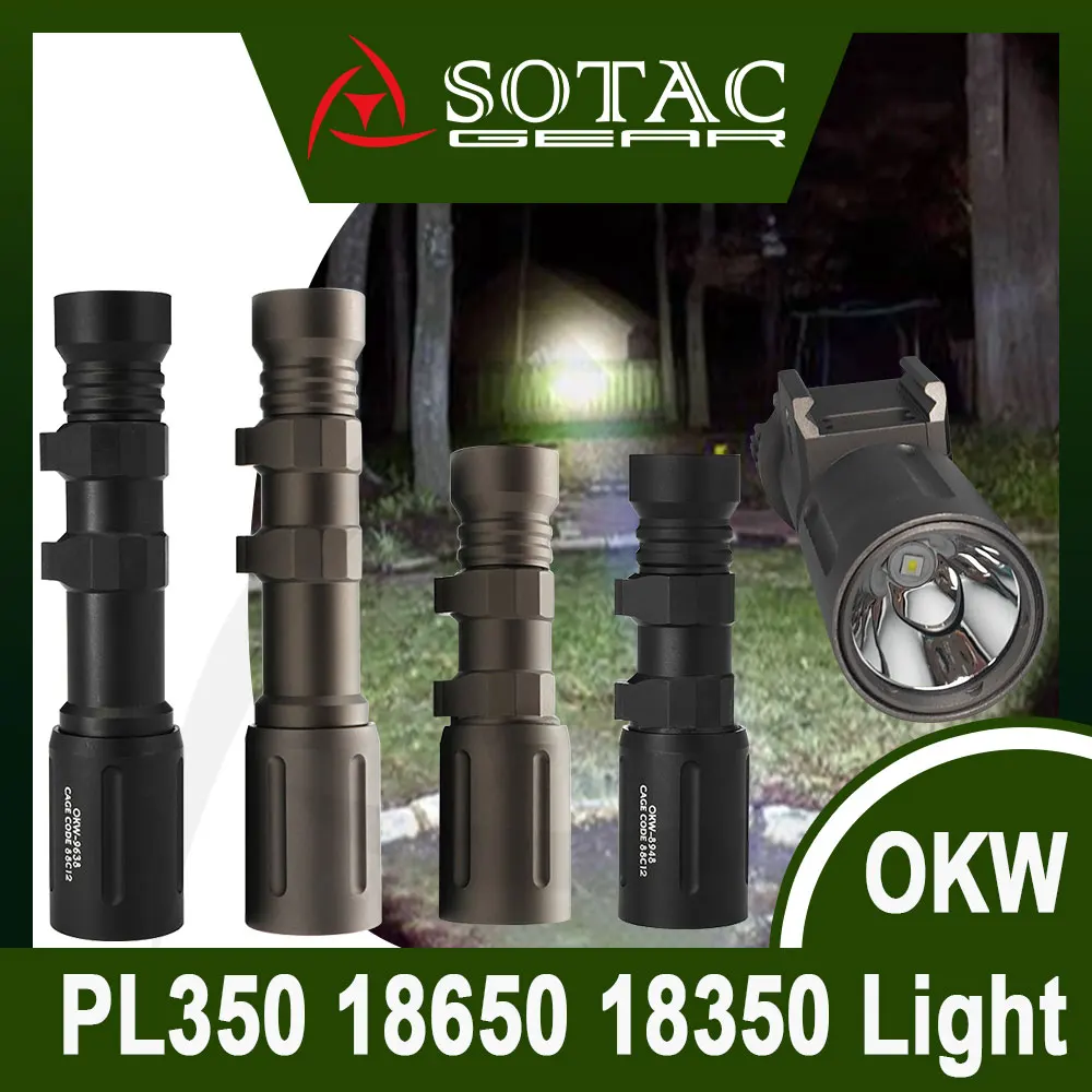 

SOTAC Tactical Flashlight OKW 18650 18350 Wea-pon Hunting Light 680 Lumen Fit 20mm Rail