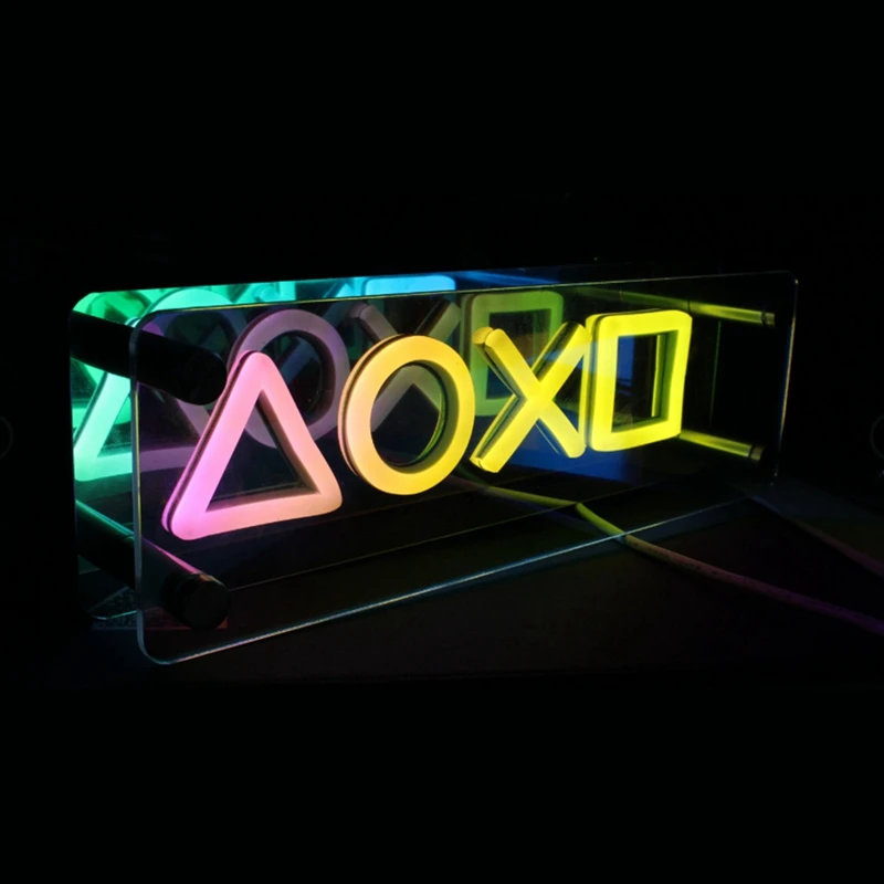 LICE-Neon Signs Lights LED Table Lamp Colorful Thousand Layer Mirror Atmosphere Light For E-Sport,Bedroom,Birthday,Decorate