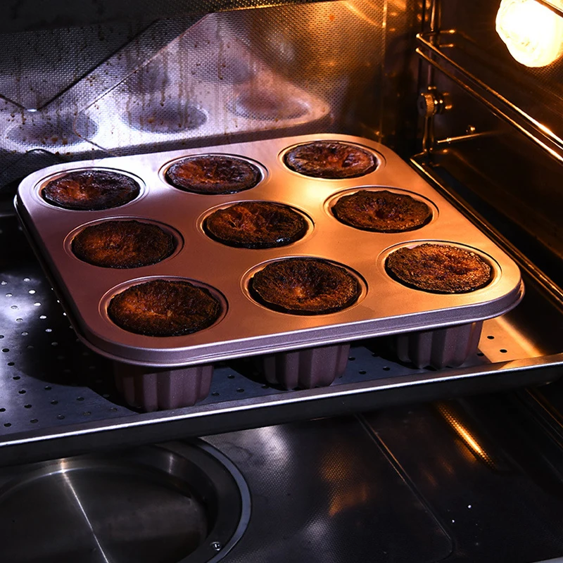 Canele Baking Pan 6/9/12 Holes Non-Stick Fluted Mold Carbon Steel Muffin Bakeware Cupcake Pan for Oven Heat Resistant Tool