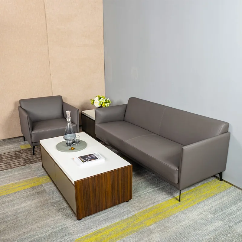 Luxury Leather Sofa Set Black Modular Office Sofa for School Hotel & Living Room Use