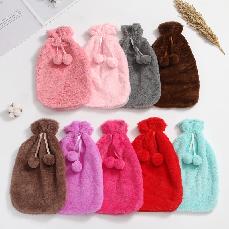 2L Sunday Angora Yarns Rabbit Hair Cover Hot Water Bottles Case Fluffy Cover Skin Winter Faux Fur Warm Large Handbag Hand Warmer