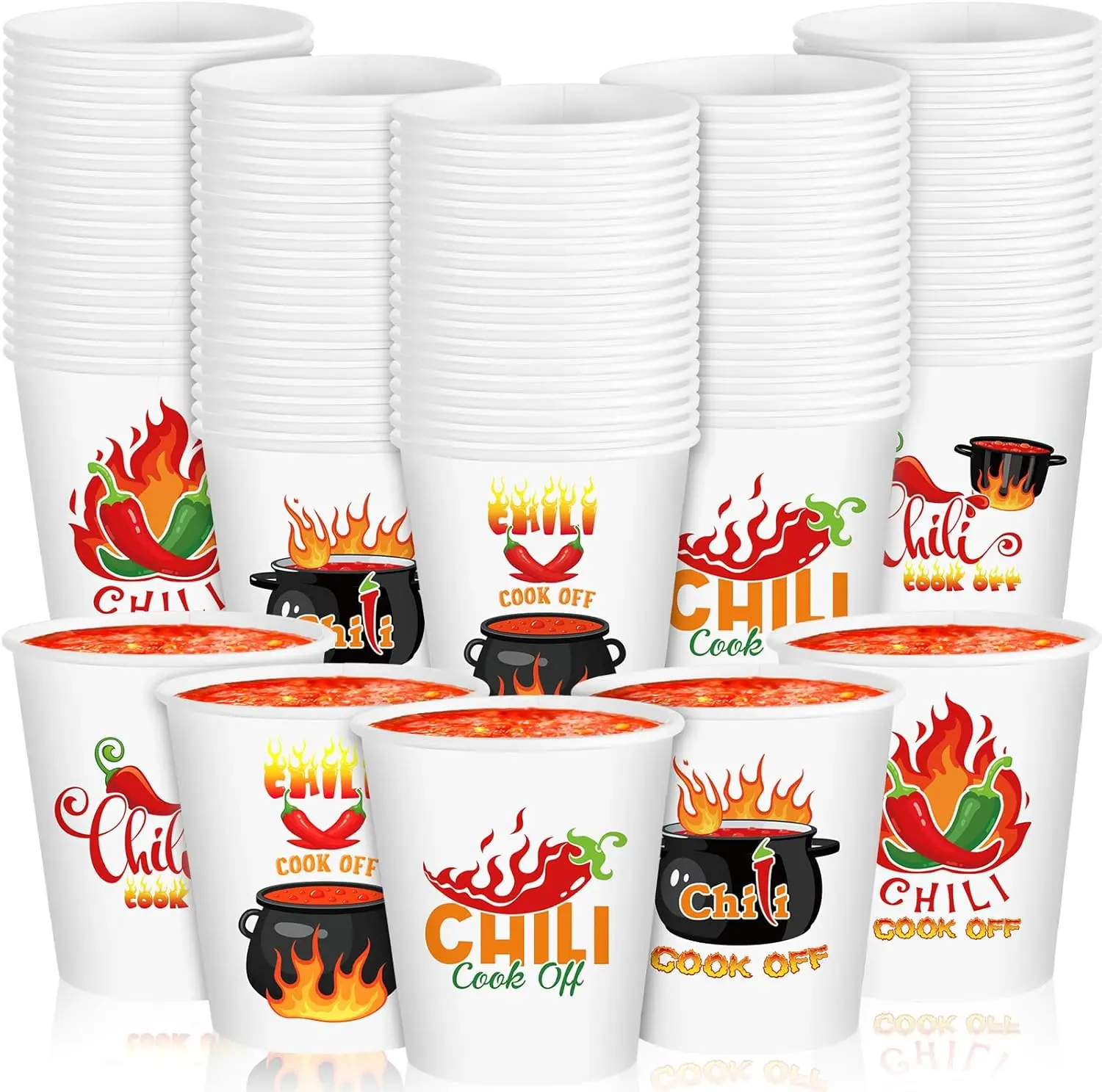 

600 Pcs Chili Cook off Party Decorations 2.4 oz Chili Cook off Tasting Cups Disposable Paper Tasting Sample Cups for Coo